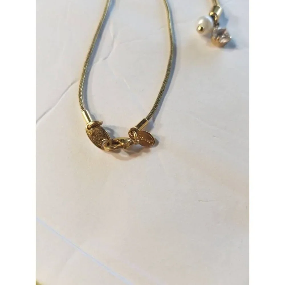 Vintage Monet necklace rhinestone diamond‎ and faux pearl gold